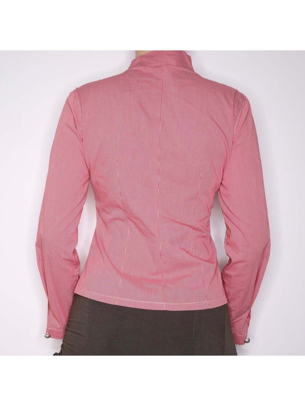 Y2K Italian Red Gingham Ruffle Blouse (M) - Picture 2 of 5